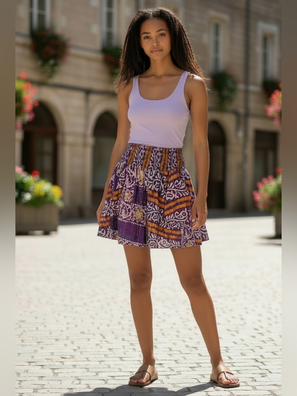 Kantha Boho Print Elastic Waist Shorts